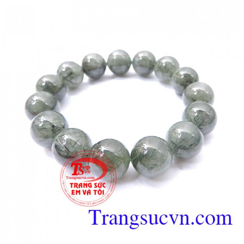 Vòng thạch anh tóc xanh đen 15.9 ly