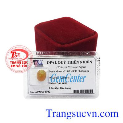 Đá opal quý thiên nhiên bình an có màu sắc nâu vàng ấn tượng.