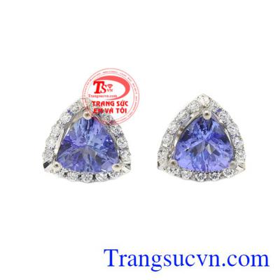 Hoa tai Tanzanite vàng trắng