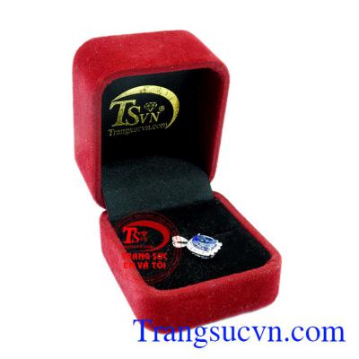 Mặt dây Iolite vàng trắng