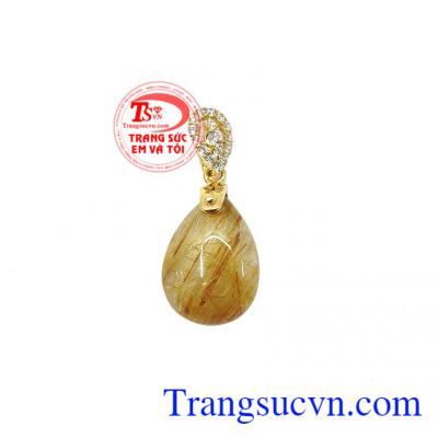 Mặt dây thạch anh tóc vàng thịnh vượng là sản phẩm thạch anh tóc thiên nhiên được bọc vàng 14k đẹp