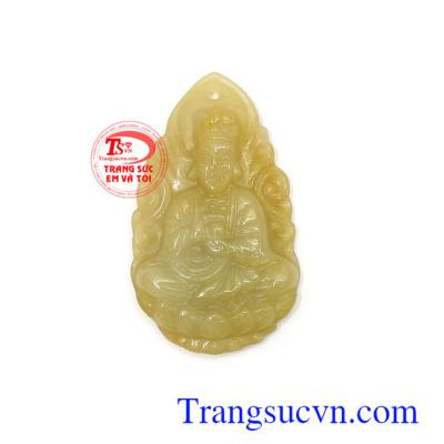 Mặt phật bà ngọc cẩm thạch vàng bền đẹp, chất lượng, chạm khắc tinh xảo, mặt phật ngọc cẩm thạch thiên nhiên