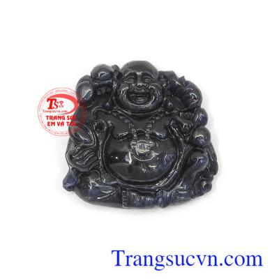 Mặt phật Di Lặc sapphire bình an chạm khắc đẹp, chất lượng đá cao cấp