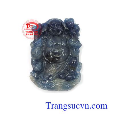 Mặt phật Di Lặc sapphire may mắn chạm khắc sắc nét, tinh xảo, độc đáo