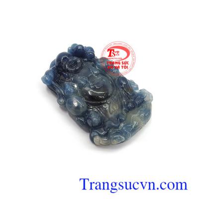Mặt phật Di Lặc sapphire may mắn phù hợp bọc vàng làm mặt dây chuyền đeo đẹp, sang trọng và phong thủy