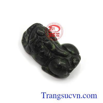 Tỳ hưu lục đậm jadeite, Tỳ hưu tài lộc, tỳ hưu mang lại may mắn, Mặt tỳ hưu ngọc jadeite thiên nhiên kèm giấy kiểm định, có thu mua lại thời hạn vĩnh viễn