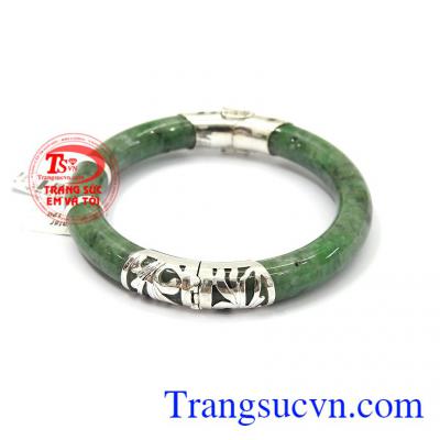 Vòng ngọc sơn thủy bọc bạc 925 đẹp