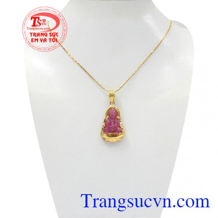Bộ mặt dây ruby quan âm bình an