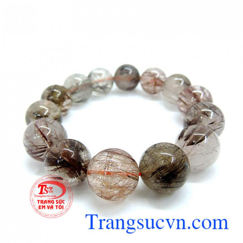 Chuỗi thạch anh tóc nâu đỏ hạt 16 ly 