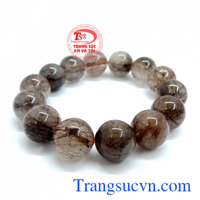 Chuỗi thạch anh tóc nâu đỏ hạt to sang trọng