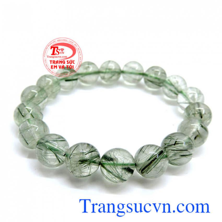 Chuỗi thạch anh tóc xanh hạt vừa 11.5 ly 