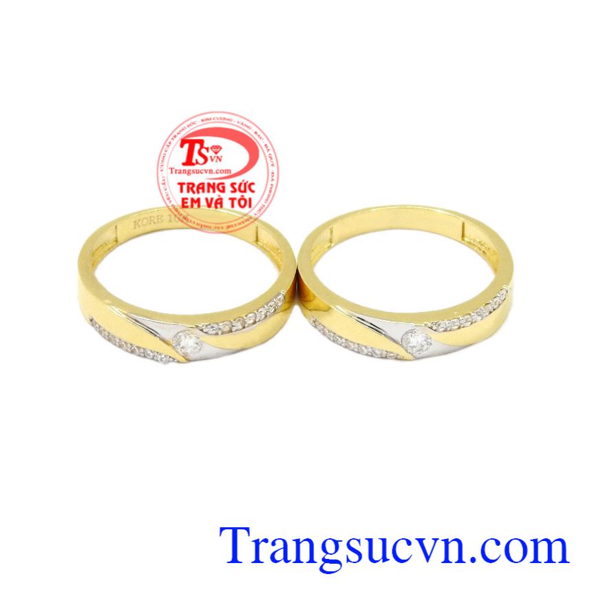 Nhẫn cưới vàng tình yêu lứa đôi Korea vàng 10k tinh tế.