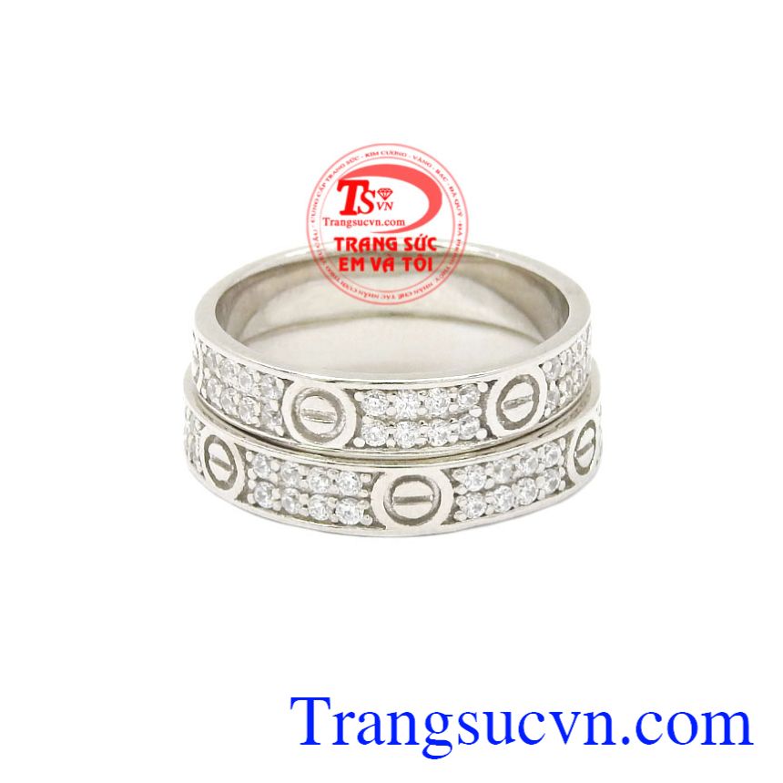 Nhẫn cưới vàng trắng Cartier nhập khẩu Korea đẹp.
