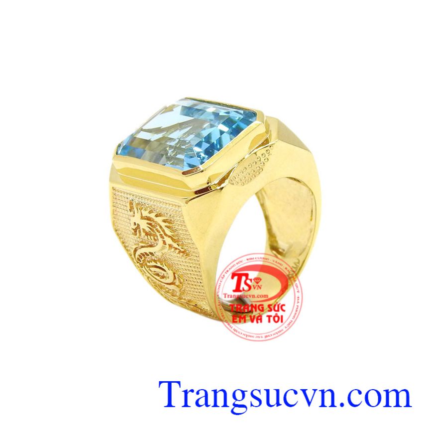 Nhẫn nam rồng vàng Topaz là sản phẩm được chế tác từ tinh tế từ đá vàng 14k và đá Topaz thiên nhiên.