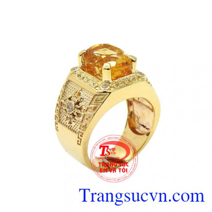 Nhẫn nam thạch anh vàng vương quyền