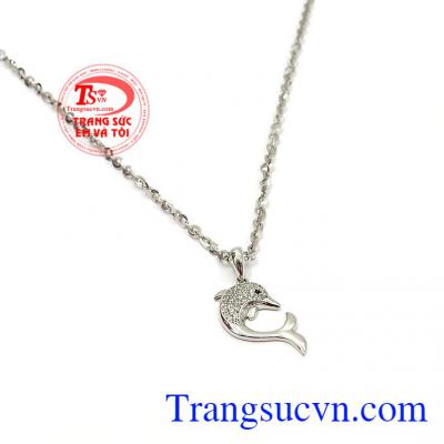 Bộ dây cá heo vàng trắng được thiết kế đẹp, gắn đá sang trọng