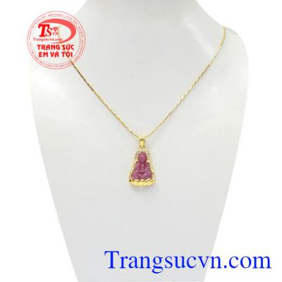 Bộ mặt dây quan âm ruby đẹp là sản phẩm có giấy kiểm định do trung tâm kiểm định uy tín cấp.