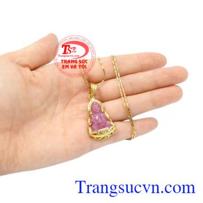 Bộ mặt dây ruby quan âm bình có giấy kiểm định đá quý.