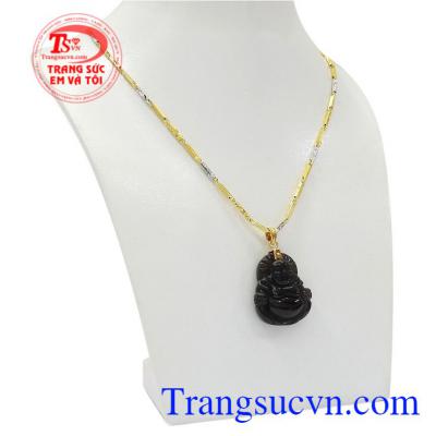 Phật Di Lặc là biểu tượng của thịch vượng, tài lộc. Bộ mặt dây vàng Di Lặc