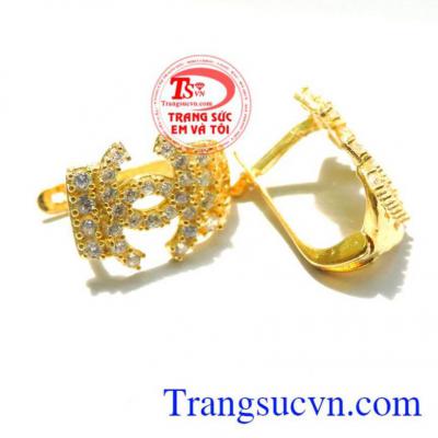 Bông tai vàng 10k chanel Hoa tai vàng tây dành cho nữ kiểu tinh tế,đeo hoa tai hợp thời trang