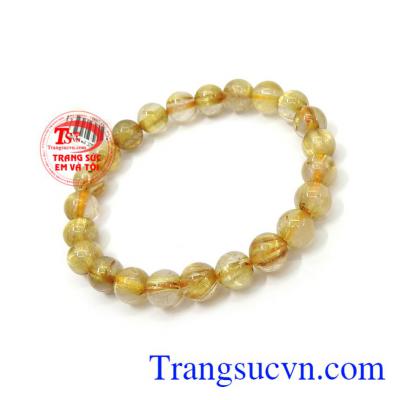 Chuỗi thạch anh tóc vàng 8 mm phù hợp nhiều phong cách thời trang khác nhau