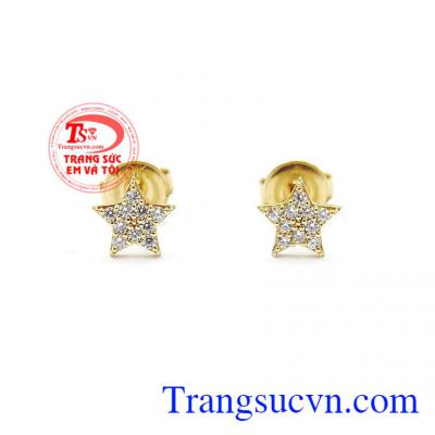 Hoa tai nữ vàng ngôi sao được chế tác tỉ mỉ từ vàng màu chuẩn chất lượng,Hoa tai nữ vàng ngôi sao