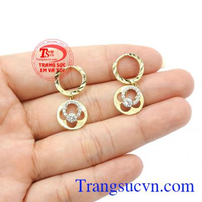 Hoa tai nữ vàng tinh tế chất lượng, bền đẹp, bảo hành 6 tháng,Hoa tai nữ vàng tinh tế