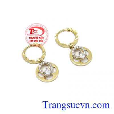 Hoa tai nữ vàng tinh tế được thiết kế tinh tế, chất lượng,Hoa tai nữ vàng tinh tế