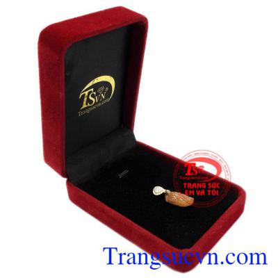 Mặt dây lá thạch anh tóc xinh xắn