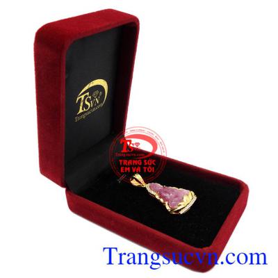 Mặt dây quan âm ruby an lành