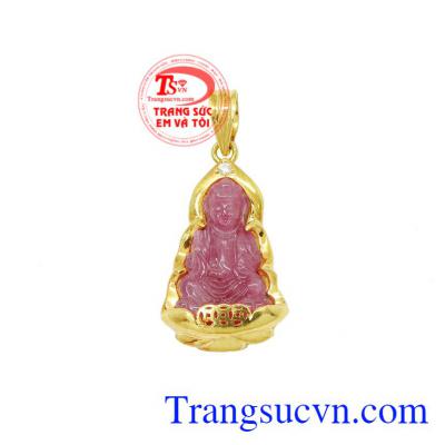 Mặt dây quan âm ruby bình an