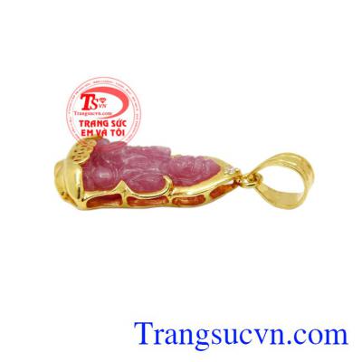 Mặt dây quan âm ruby bình an có giấy kiểm định uy tín.