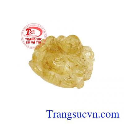 Thạch anh tóc thiên nhiên hợp với mệnh kim và mệnh thổ,Mặt di lặc thạch anh tóc vàng hoan hỉ