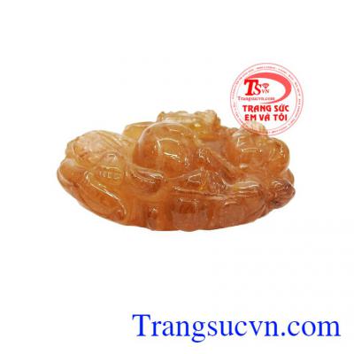 Sản phẩm có giấy kiểm định đá quý,Mặt di lặc thạch anh tóc vàng thiên nhiên