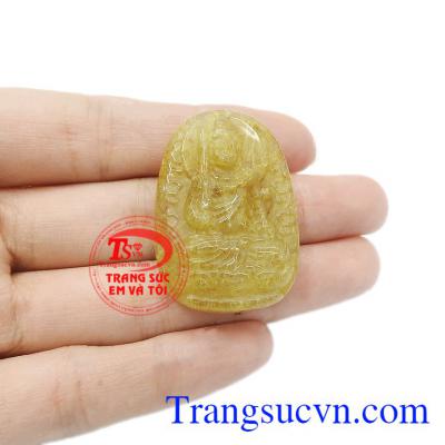 Mặt phật tuổi dậu thạch anh tóc vàng có thể bọc vàng hoặc bạc để làm mặt dây. 