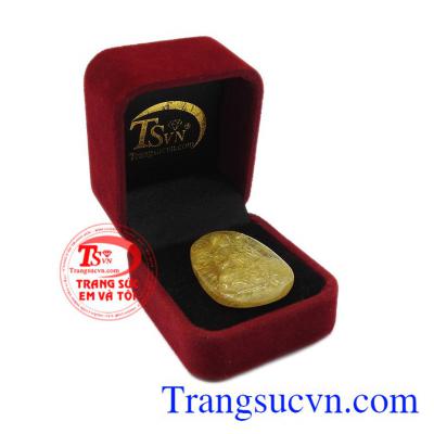 Mặt phật thạch anh tóc thiên nhiên hợp mệnh. Mặt phật tuổi thìn-tỵ thạch anh tóc vàng