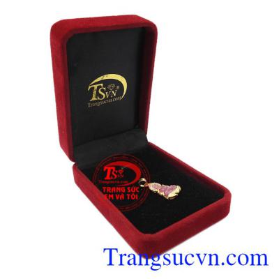 Mặt quan âm ruby bọc vàng 14k