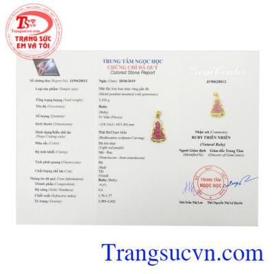 Mặt quan âm ruby bọc vàng