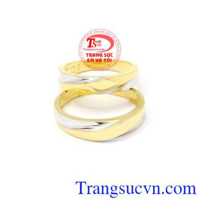Nhẫn cưới hạnh phúc bên nhau Korea vàng 10k.