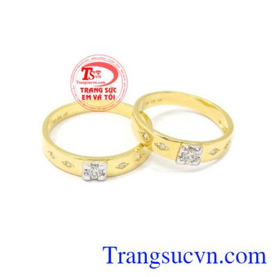 Nhẫn cưới vàng bên nhau trọn đời được nhập khẩu từ Korea vàng 10k.