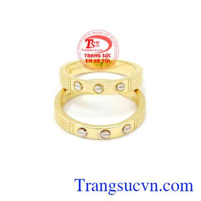 Nhẫn cưới vàng Cartier nhập khẩu từ Korea xinh xắn, hiện đại.