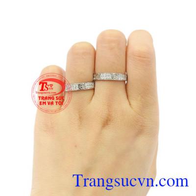 Nhẫn cưới vàng trắng Cartier vàng 10k.