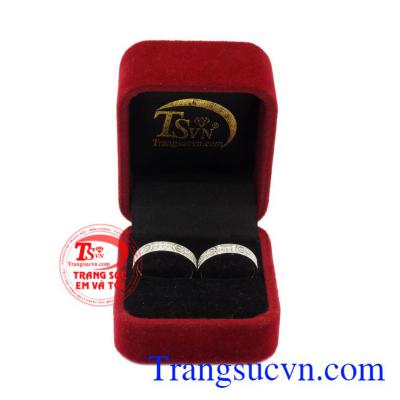 Nhẫn cưới vàng trắng Cartier 