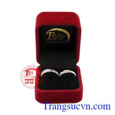 Nhẫn cưới vàng trắng tinh tế vàng 10k