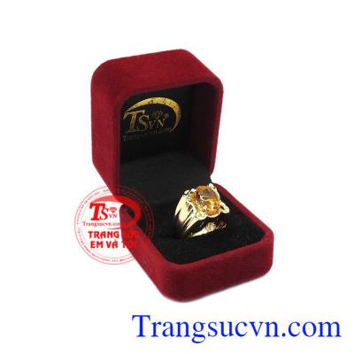 Sản phẩm bảo hành uy tín, giao hàng toàn quốc. Nhẫn nam thạch anh vàng lãng tử.