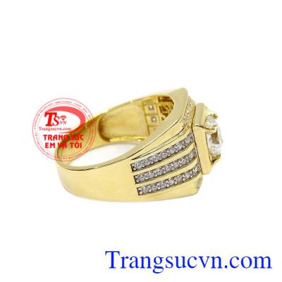 Sản phẩm chế tác vàng tây 10k sáng bóng, bền đẹp. Nhẫn nam thành đạt