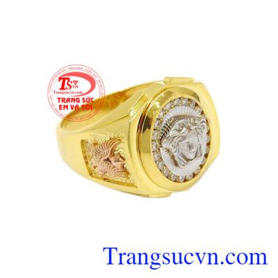 Nhẫn nam vàng mạnh mẽ vàng 18k hợp thời trang.