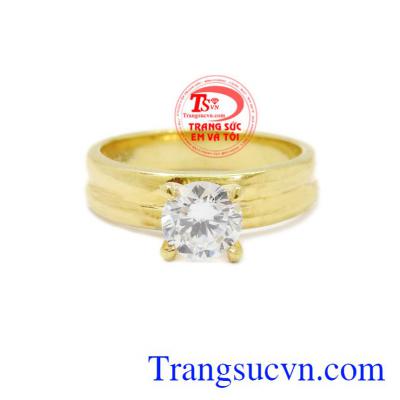 Nhẫn nữ vàng lấp lánh mang lại sự sang trọng cho người đeo.