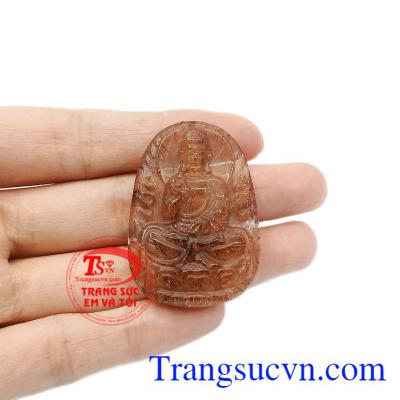 Sản phẩm có thể bọc vàng hoặc bạc để đảm bảo độ bền đẹp. Phật bản mệnh tuổi tuất-hợi thạch anh tóc.