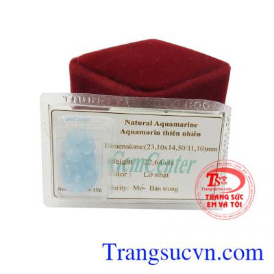 Viên tỳ hưu đá aqua sang trọng, thích hợp làm mặt dây chuyền hoặc mặt nhẫn